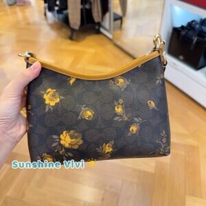 NWT Coach Laurel Small Shoulder Bag Signature Canvas With Floral CCF17 Yellow